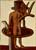 Figurativ, nackter Mann mit Zylinder an Baumstamm, Ast wächst durch Torso, Farben braun, Hintergrund beige