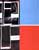 Zweigeteilt, oben und unten. Flächen links, dunkle schattenhafte Figur, darüber weisse geometrische Linien, rechts oben homogenes blau, links unten rot